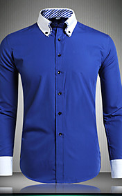 Men's Casual/Work/Formal/Plus Sizes Pure Long Sleeve Regular Shirts (Cotton Blends)