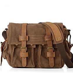 Homme Unisexe Sacs Toile Sac à bandoulière Sac pour Ordinateur Sac à Bandoulière Quotidien Noir Kaki Marron Café