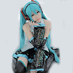 Inspiré par Vocaloid Miku Vidéo Jeu Costumes de Cosplay Costumes Cosplay Mosaïque / Animé Sans Manches Chemisier Jupe Manche Les costumes / Cravate / Ceinture / Résille / Ceinture / Résille