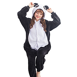 Adulte Pyjamas Kigurumi Panda Animal Combinaison de Pyjamas Flanelle Toison Noir Cosplay Pour Homme et Femme Pyjamas Animale Dessin animé Fête / Célébration Les costumes / Collant / Combinaison