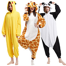 Adulte Pyjamas Kigurumi Pika Pika Animal Combinaison de Pyjamas Polaire Noir blanc / Orange Cosplay Pour Homme et Femme Pyjamas Animale Dessin animé Fête / Célébration Les costumes