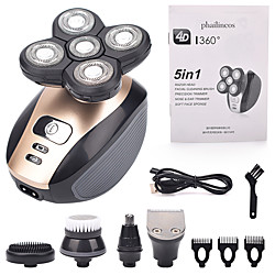 5 in 1 4d Herren wiederaufladbare Glatze Elektrorasierer 5 schwimmende Köpfe Bart Nase Ohr Haarschneider Rasierer Clipper Gesichtsbürste Lightinthebox