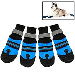 4-teilige Hundeschuhe wasserdicht, verschleißfeste Hundeschuhe Haustierschuhe mit reflektierender und rutschfester Sohle für den Außenbereich Lightinthebox