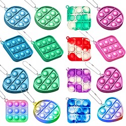 1 Stück Pop Bubble Fidget Spielzeug, Mini Push Pop mit Schlüsselanhänger, Luftpolsterfolie sensorisches Silikonspielzeug, Autismus spezielle Bedürfnisse Stressabbau taktiles Logikspiel für Kinder, Lightinthebox