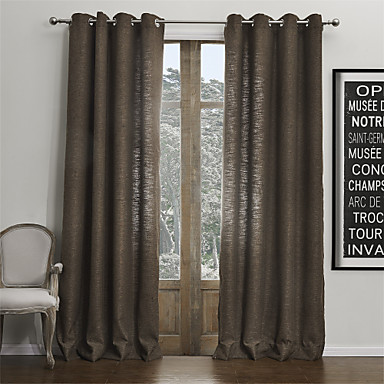 Moderne zwei platten feste braun wohnzimmer faux leinenvorhänge ...