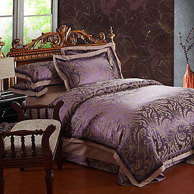 4-Piece 350TC Purple Jacquard Floral Duvet Cover Set 784300 2017 – $108.99