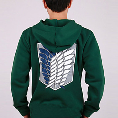 Inspired by Attack on Titan Mikasa Ackermann Anime Cosplay Costumes Cosplay Hoodies Print Green 