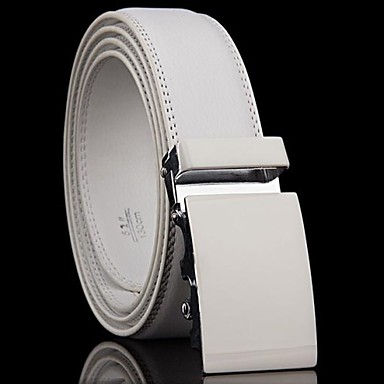 Men&#39;s Automatic Buckle White Genuine Leather Belt 1054325 2016 – $15.29