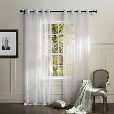 Landet en panel solid hvite soverommet polyester tynne gardiner ...