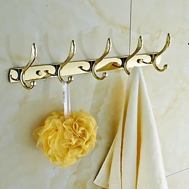 Gold Plating Robe Hooks Clothes 5 Hooks Bathroom Accessories 2015 – $35.99