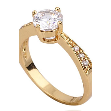 Women's Fashion Simple Design 18K Gold Zircon Wedding Ring 1794667 2016
