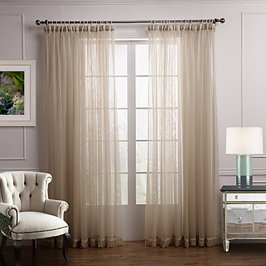 Moderne to paneler floral botanisk beige soverom polyester tynne ...