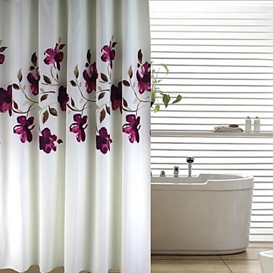 Modern Ink Purple Floral Peach Finish Shower Curtain 2753394 2016 – $30.99