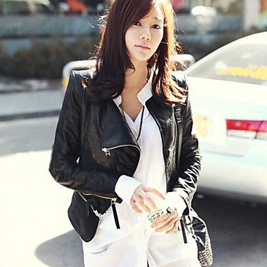 Women's Motorcycle Clothing PU Leather Jacket #03831331