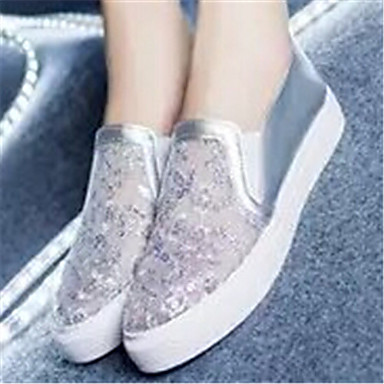 Women's Shoes Flat Heel Round Toe Loafers Casual Black/White - USD
