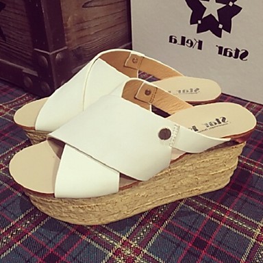 Women's Shoes Platform Wedges Slippers Casual Black/White - USD $ 31