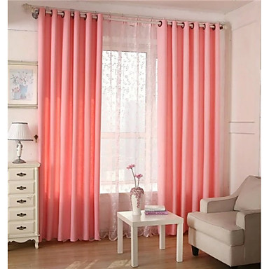 Twee panelen europees / landelijk effen blauw / ivoor / roze ... Roze woonkamer gordijnen