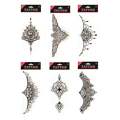 1/Pcs Waterproof Under Breast Tattoo High Quality Temporary Tattoo Metallic Sternum Tattoo Six