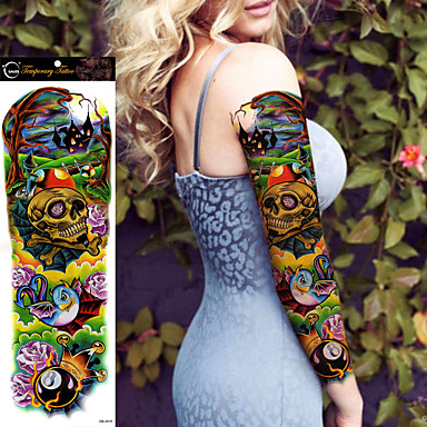 tattoo flash halloween designs temporary skull cool tattoos 1pcs arm stickers colorful