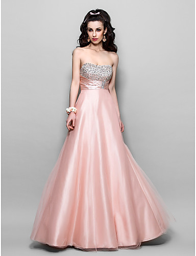 strapless floor length gown
