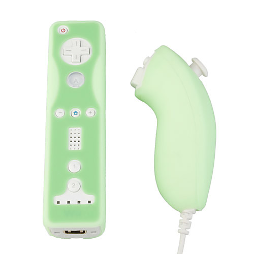 защитный силиконовый чехол / кожи для Nintendo Wii / Wii U отдаленных и Nunchuk / зеленый (bcm033)