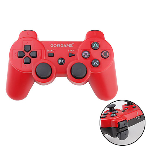 Беспроводной двухтоновый геймпад GOiGAME DualShock 3 для PS3 (красно-черный)