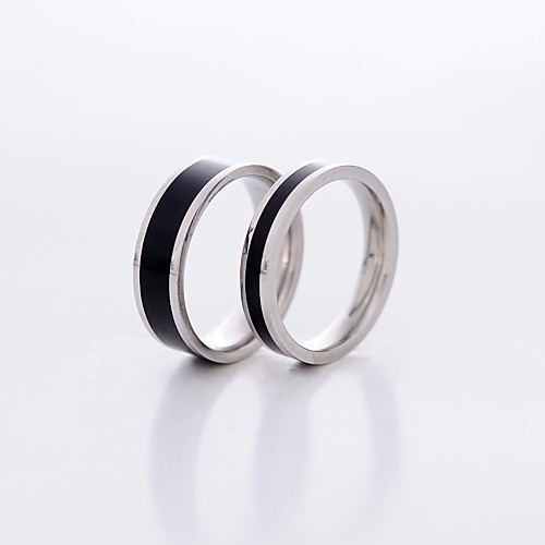 нержавеющей стали, черного и серебряное кольцо пары