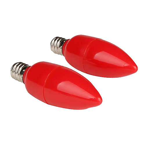 E12 0.3W 1-светодиодный 15lm красный свет лампы лампы свечи (2-упаковке, 110-220v)