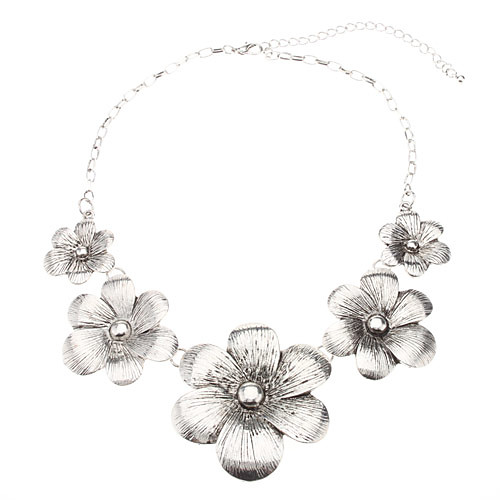 винтажный серебристый цветок ожерелье