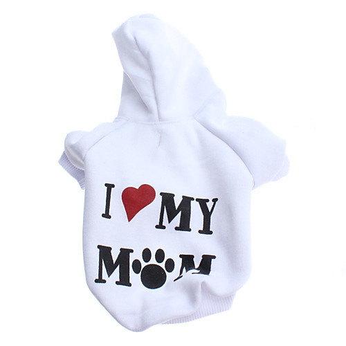Флисовая курточка I Love My Mom для собак (белая, XS-L)