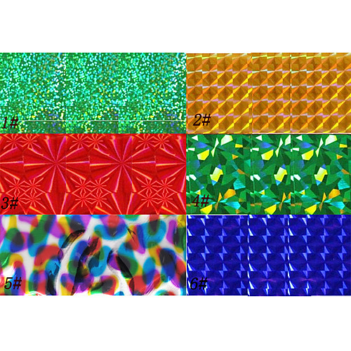 1шт лазерного фольга для ногтей украшения сверкали звездные наклейки № 1-6 (130x4.5x0.1cm, разные цвета)
