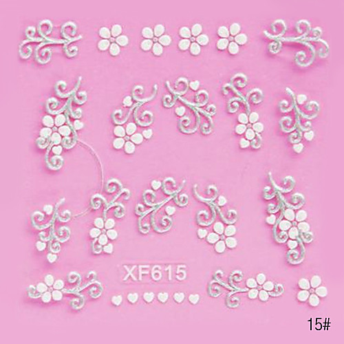 5PCS 3D White Lace ногтей наклейки № 4 Свадебный (разных цветов)