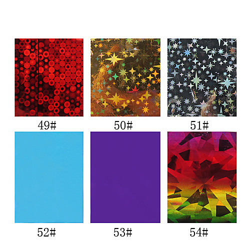 1шт лазерные фольги ногтя украшения звездные наклейки для ногтей № 49-54 (130x4.5x0.1cm, разные цвета)