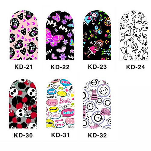 12PCS 3D полным покрытием Nail Art Наклейки серии мультфильма (№ 4, разных цветов)