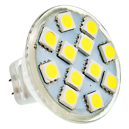 MR11 2W 12x5050SMD 100-150LM 6000-6500K Белый свет природных Светодиодные пятно лампы (AC / DC 12V)