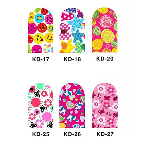 12PCS 3D полным покрытием Nail Art Наклейки серии мультфильма (№ 3, разных цветов)