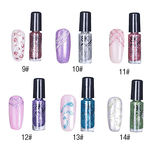 1PCS Nail Art Glitter Top Coat Декоративная польской No.9-14 (7 мл, разных цветов)