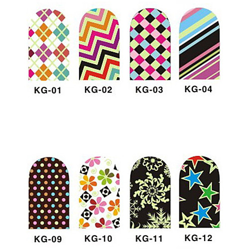 12PCS 3D полным покрытием Наклейки Nail Art Серебристые серии (№ 1, разных цветов)