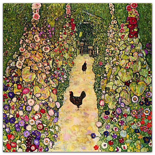 Gardenpath с курами, 1916 Густава Климта Известные Искусство печати