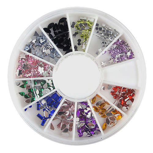 yemannvyou240pcs ногтей красочные смешанные формы акриловые горный хрусталь