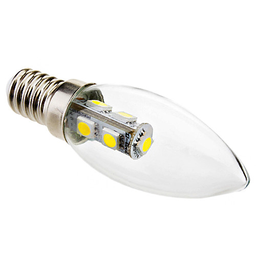 E14 1W 60-70lm 7x5050smd 6000-6500K Белый свет лампы светодиодные свеча (220-250V)