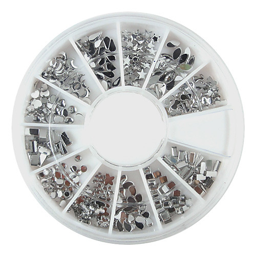 240PCS Nail Art Серебряная Смешанные формы Акриловые Rhinestone