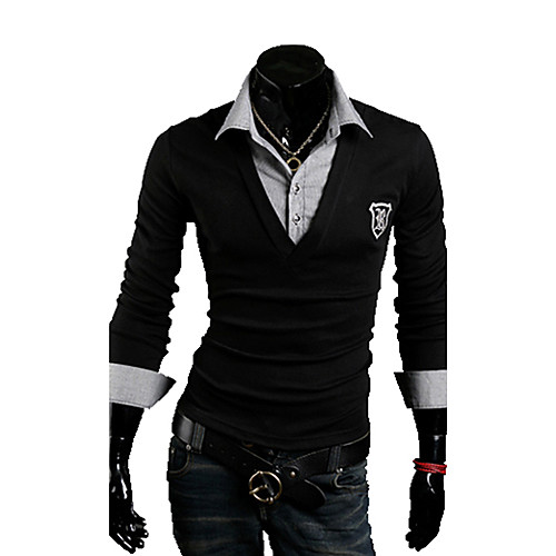 Тонкий мужской кардиган с вшитой рубашкой