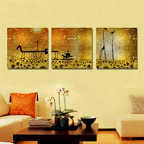 Натянутым холстом абстрактный искусства животных Набор из 3