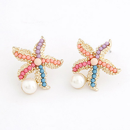 Изысканные серьги сплава с Перл Starfish Shaped Женские