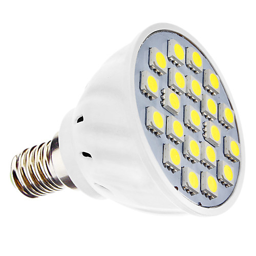 E14 3W 21x5050SMD 210-240LM 6000-6500K Природный белый свет светодиодных шарика пятна (110V/220-240V)