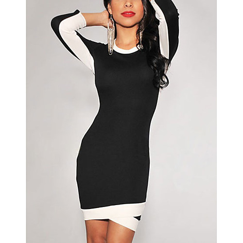 С длинным рукавом Женские Bodycon Spicing Midi платье