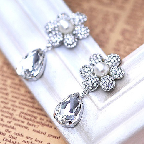 Удивительный сплав с Rhinestone Серьги Pearl женские