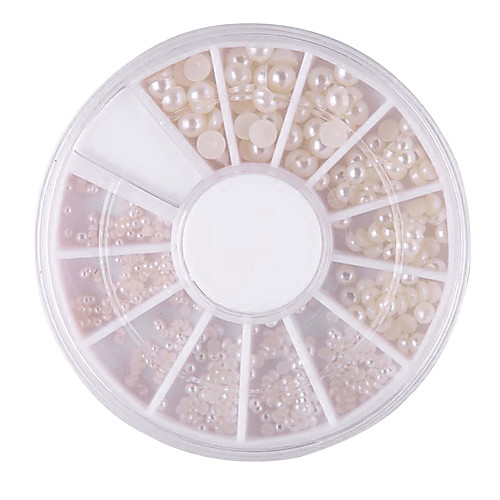 Разного размера полукруг White Pearl Nail Art Декорация