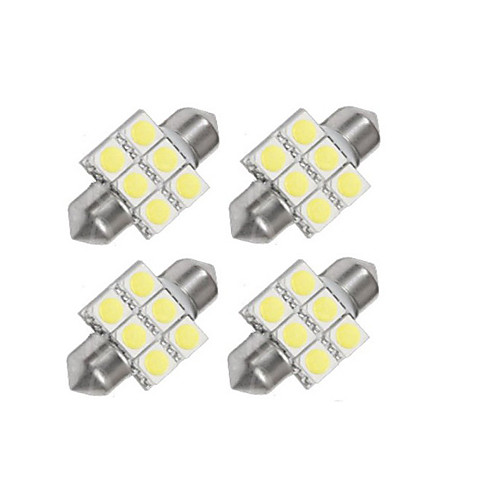 4 х 31 мм 6x5050 SMD светодиодные лампы белого света фестона (Pack 4)